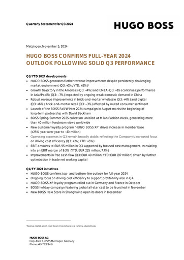 Thumbnail HUGO BOSS Quarterly Report 2024-q3