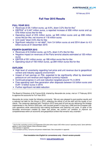 Thumbnail Air France-KLM
 Financial Report 2015