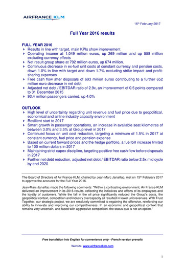 Thumbnail Air France-KLM
 Financial Report 2016