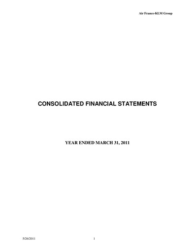 Thumbnail Air France-KLM
 Financial Statement 2010