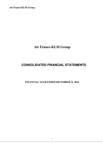 Thumbnail Air France-KLM
 Financial Statement 2012