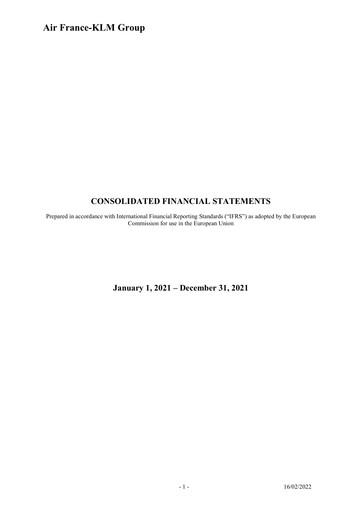Thumbnail Air France-KLM
 Financial Statement 2021