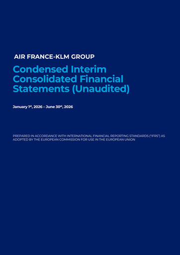 Miniature Air France-KLM
 Bilan financier 2026-h1