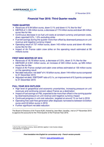 Thumbnail Air France-KLM
 Quarterly Report 2016-q3