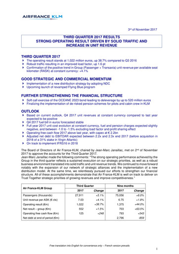 Thumbnail Air France-KLM
 Quarterly Report 2017-q3