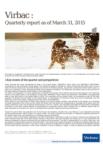 Thumbnail Virbac SA Quarterly Report 2015-q1