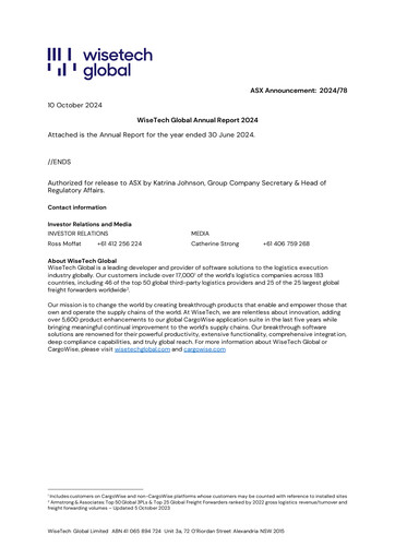 Thumbnail WiseTech Global
 Annual Report 2024