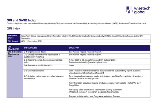 Thumbnail WiseTech Global
 ESG Report fy2025