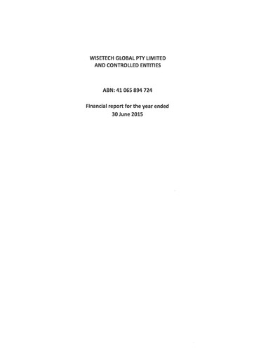 Thumbnail WiseTech Global
 Financial Report fy2015