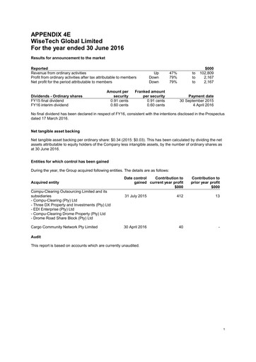 Thumbnail WiseTech Global
 Financial Report fy2016