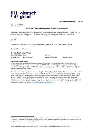 Thumbnail WiseTech Global
 Financial Report fy2025