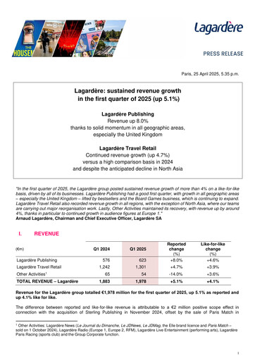Miniature Groupe Lagardère
 Rapport trimestriel 2025-q1
