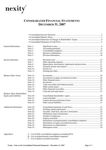 Thumbnail Nexity Financial Statement 2007