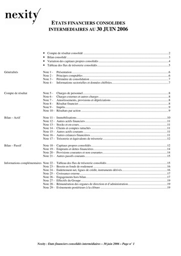 Thumbnail Nexity Financial Statement 2006-h1