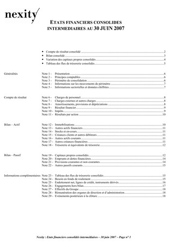 Thumbnail Nexity Financial Statement 2007-h1