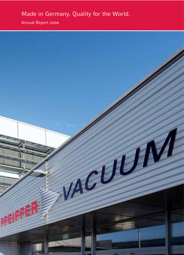 Thumbnail Pfeiffer Vacuum Annual Report 2008