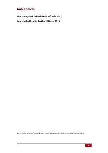 Miniature GAG Immobilien Bilan financier 2019