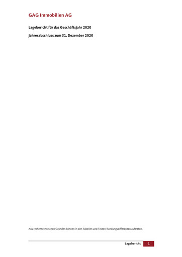 Miniature GAG Immobilien Bilan financier 2020