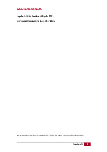 Miniature GAG Immobilien Bilan financier 2021