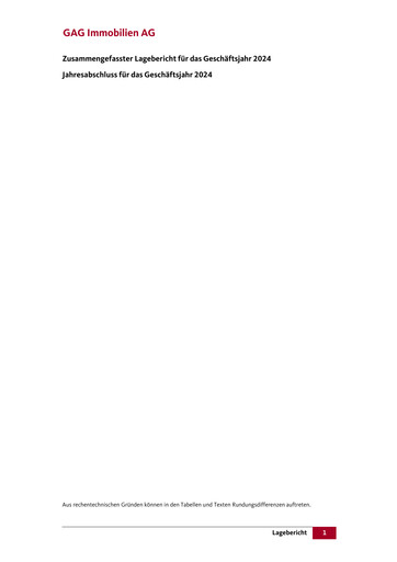 Miniature GAG Immobilien Bilan financier 2024