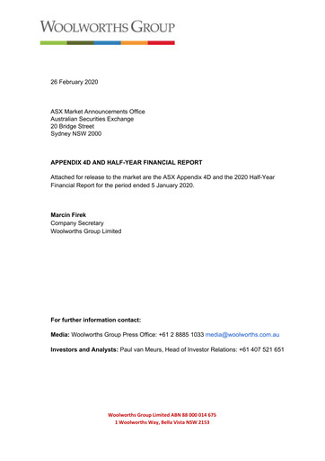 Thumbnail Woolworths Group Half-year Report 2020-h1