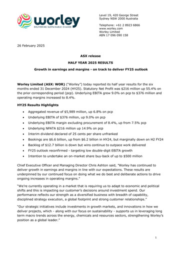 Miniature Worley Rapport semestriel 2025-h1