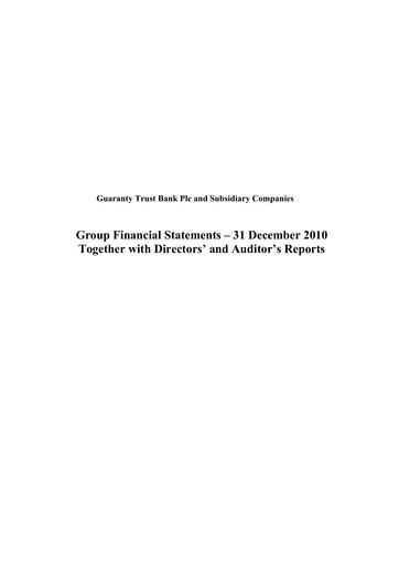 Thumbnail Guaranty Trust Bank
 Financial Statement 2010
