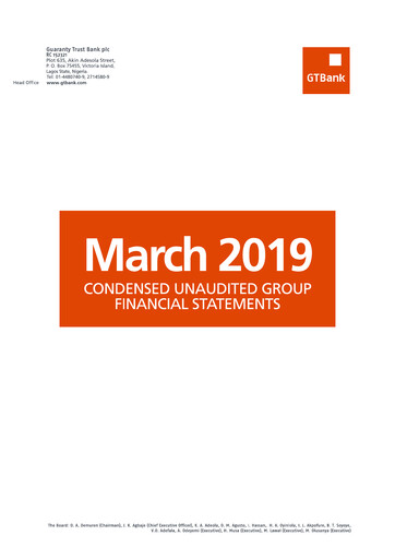 Thumbnail Guaranty Trust Bank
 Quarterly Report 2019-q1