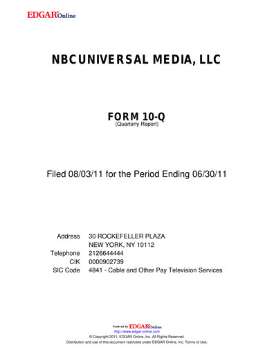 Thumbnail Comcast Quarterly Report 2011-q2