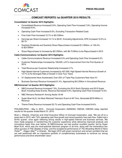 Thumbnail Comcast Quarterly Report 2015-q1