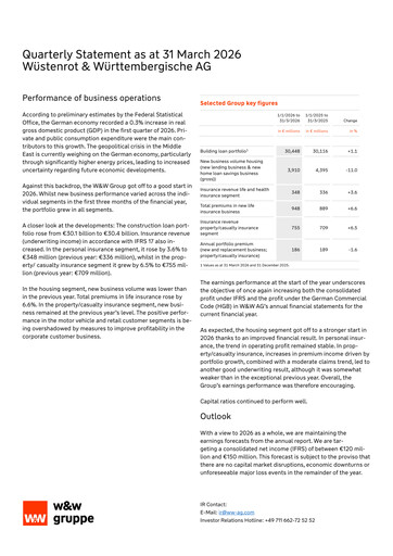 Thumbnail Wüstenrot & Württembergische Quarterly Report 2026-q1