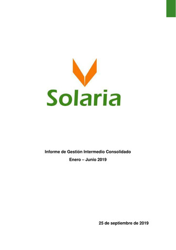 Miniature Solaria Energía Rapport semestriel 2019-h1