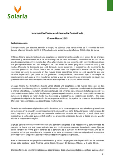 Thumbnail Solaria Energía Quarterly Report 2015-q1