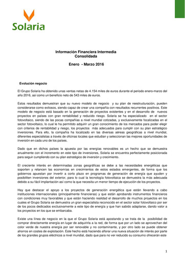Thumbnail Solaria Energía Quarterly Report 2016-q1