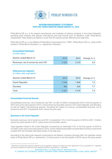 Vorschaubild Philip Morris ČR Quartalsbericht 2016-q1
