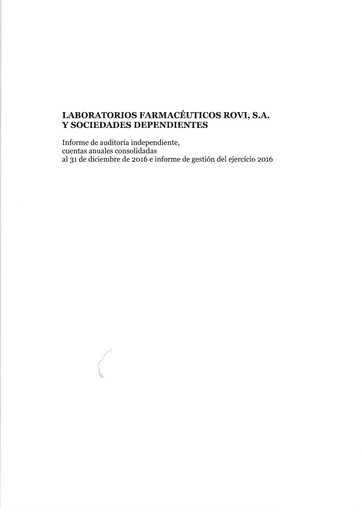 Thumbnail Laboratorios Farmaceuticos Rovi Financial Statement 2016