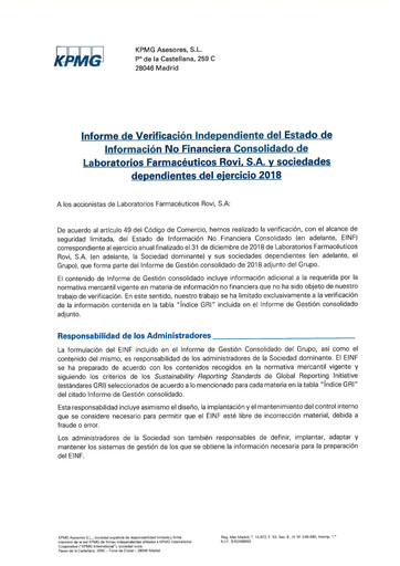 Thumbnail Laboratorios Farmaceuticos Rovi Sustainability Report 2018