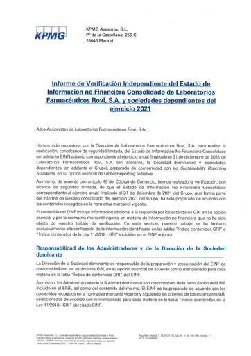 Thumbnail Laboratorios Farmaceuticos Rovi Sustainability Report 2021