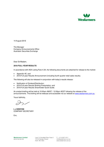 Miniature Wesfarmers
 Rapport financier 2018