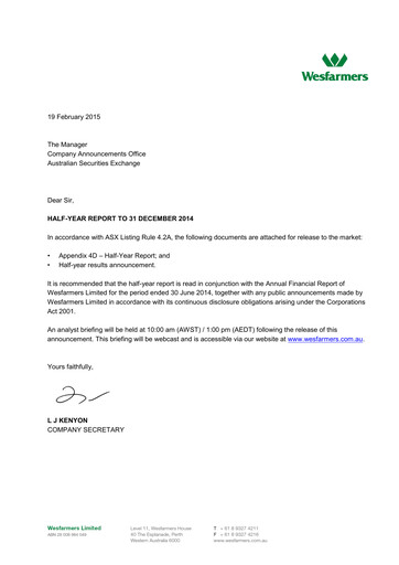 Thumbnail Wesfarmers
 Half-year Report 2015-h1