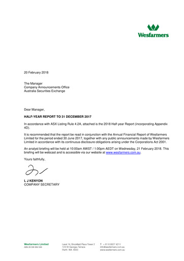 Thumbnail Wesfarmers
 Half-year Report 2018-h1