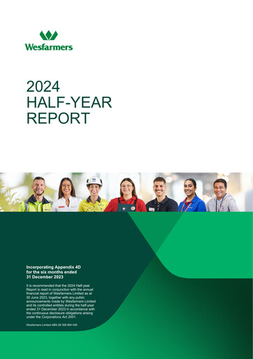Thumbnail Wesfarmers
 Half-year Report 2024-h1