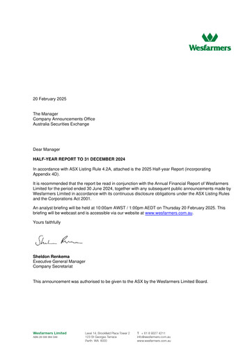 Thumbnail Wesfarmers
 Half-year Report 2025-h1