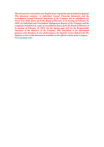 Vorschaubild Gestamp Automoción Finanzmitteilung 2018