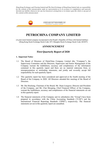 Vorschaubild PetroChina Quartalsbericht 2020-q1