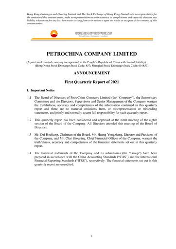 Vorschaubild PetroChina Quartalsbericht 2021-q1