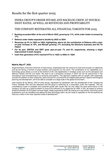 Thumbnail Indra Sistemas Quarterly Report 2025-q1