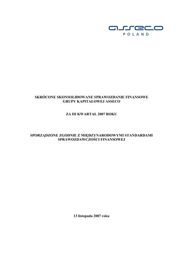 Vorschaubild Asseco Quartalsbericht 2007-q3
