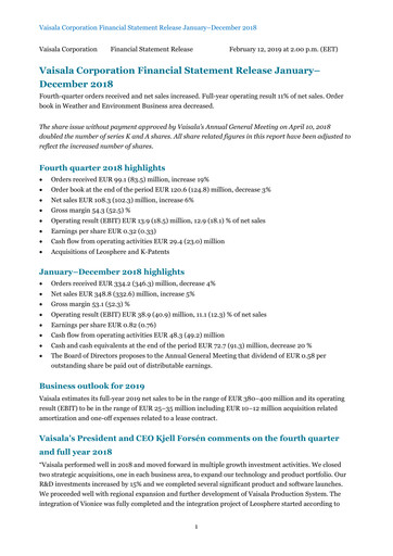 Thumbnail Vaisala
 Financial Report 2018