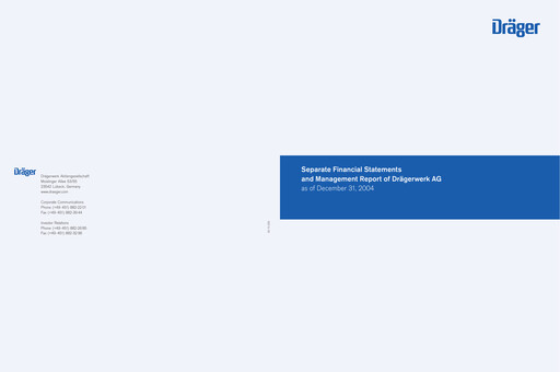 Miniature Drägerwerk
 Bilan financier 2004